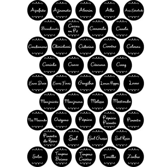 Adesivos para porta temperos, 41 modelos.