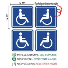 Adesivos Deficiente Físico Cadeirante Laminado 12x12 cm Carro e Vidro