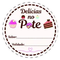 Adesivo Delicias no Pote 4x4cm Bolo de Pote 100 unidades