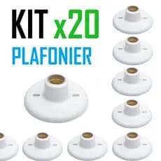 Kit com 20 Plafonier Plafon Redondo Branco E27 bocal porcelana Incluso parafuso de fixação bivolt bivolt