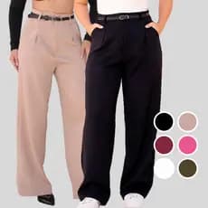 Calça Pantalona Wide Leg Feminina Alfaiataria Premium Elegante e Confortável