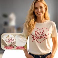 Camiseta Feminina Girl Power Off White T-Shirt Estampada Algodão Confortável