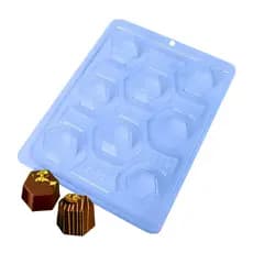 Forma p/ Chocolate Cod. 10620 Bombom Sextavado Doces Finos Tradicional 3 Partes c/ Silicone Bwb