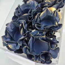 40 Forminhas Flor Azul Marinho Borda Ouro p/ Doces Finos Docinhos Brigadeiros