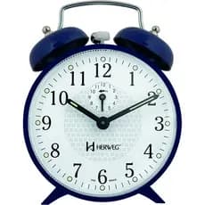 Relógio Despertador Antigo Preto Mecânico Cordas Herweg 2206