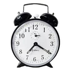 Relógio Despertador Antigo Preto Mecânico Cordas Herweg 2206