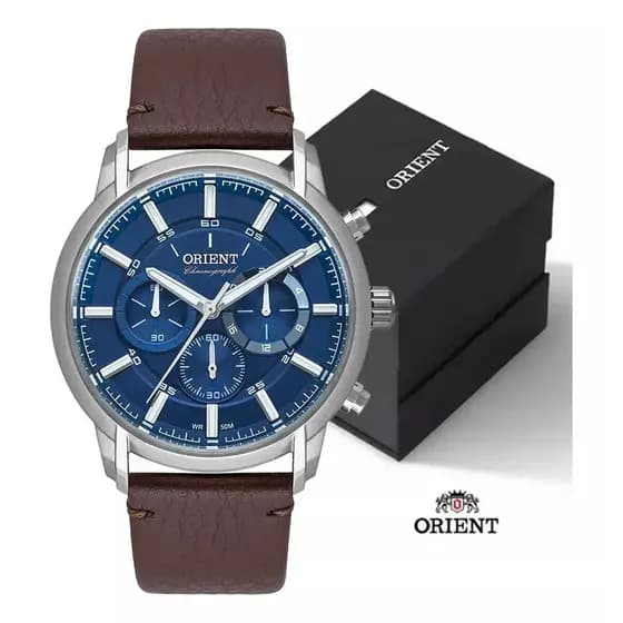 Relógio Orient Masculino Couro Marrom Legitimo Mbscc055 D1nx Original