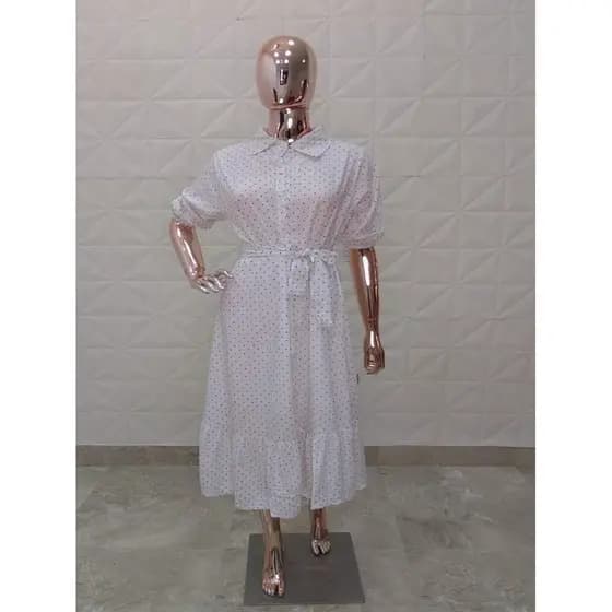 Vestido Mid Botões Com Manga Sofisticado PRIMAVERA/VERÃO