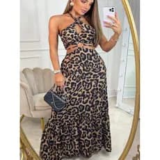 Vestido Longo Com Recorte de Oncinha PRIMAVERA/VERÃO