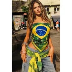 Lenço Top Bandana Brasil Copa Do Mundo 2026 - Tendência Brasilcore Blogueira Amarração Versátil