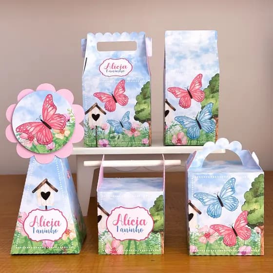 Kit Caixinhas Borboletas /Jardim ENCANTADO PEGUE E MONTE /LEMBRANCINHA DE FESTA / DECORAÇÃO DE FESTA