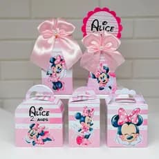 kit caixinha MINNIE ROSA PEGUE E MONTE, lembrancinha Minnie, festa Minnie personalizada, caixinha