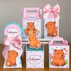 Kit Caixinhas PEGUE E MONTE Personalizadas Capivara – Festa Infantil, Lembrancinha