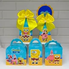 Kit Caixinhas Personalizadas Bob Esponja  PEGUE E MONTE  –  Festa Infantil,    Brinde e Lembrancinha
