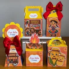 Kit Caixinha Festa Junina AMARELO Pegue E Monte + 20 Forminhas De Brinde |Kit Completo |LembrancinhA