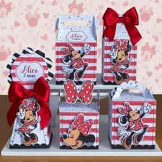 Kit Caixinhas Minnie Vermelha PEGUE E MONTE  | Kit Completo | Lembrancinha | Aniversário | Decoração