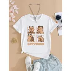 Tshirt Capybara Blusa Feminina Camiseta Básica Estilo 100%algodão fashion