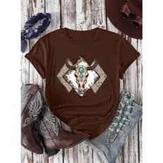 Tshirt Feminina Estilosa Cowgirl Cowboy Agro Boi Estampado Lançamento Camiseta 100% Algodão
