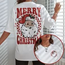 Blusa Feminina - Natal Estampa Natalina 100% Algodão Streetwear