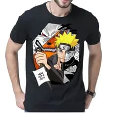 Camiseta Preta Naruto Anime Camisa Adulto e infantil Blusa unissex T-shirt Geek 100% Algodão Envio rapido