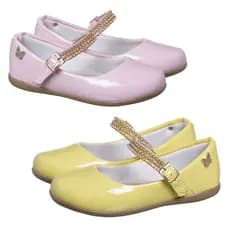 Sapatilha Infantil Menina Verniz Candy Colors Rosa Amarela Lisa Com Strass Moda Blogueirinha - 20 ao 34