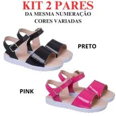 Sandália Infantil Menina Verniz Lisa Confortável Moda Blogueirinha 20 Ao 27 - Kit 2 Pares