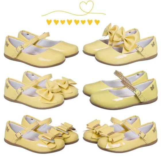 Sapatilha Sandália Amarela Infantil Menina Verniz Modelos Blogueirinha Amarelo - 20 ao 34