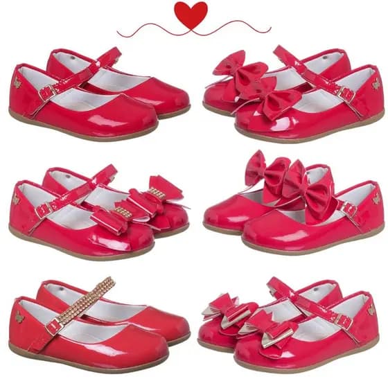 Sapatilha Vermelha Sandália Infantil Menina Verniz Vários Modelos Blogueirinha Vermelho - 20 ao 34