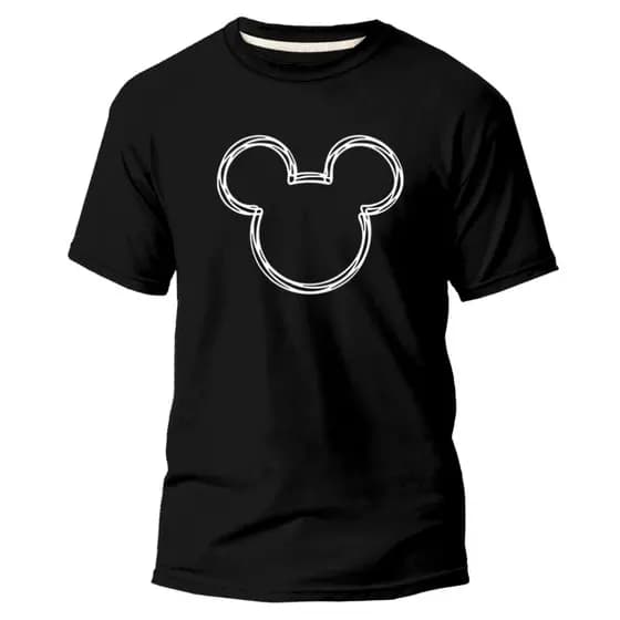 Camiseta Adulto Unissex Mickey tracos minimalista 100% Algodão