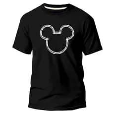 Camiseta Adulto Unissex Mickey tracos minimalista 100% Algodão