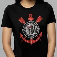 Camiseta Camisa Feminina  Preta do TIME GAVIÔES MODELO FEMININO