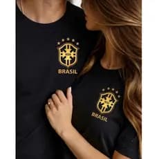 KIT 2 Camisa   Casal personalizada de Time Foto Brasil Copa Camiseta Feminina Torcedora