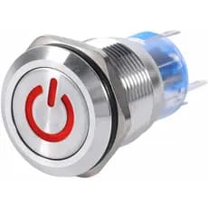Botão Liga/desliga Led Vermelho 12v Metal Inox 16mm C/ Trava