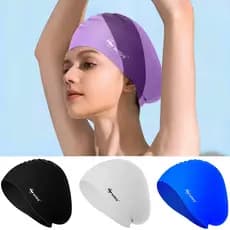 Chapéu de natação de silicone elástico de borracha impermeável para proteger as orelhas Cabelo comprido Chapéu de natação esportiva para piscina pura touca de banho feminina adultos