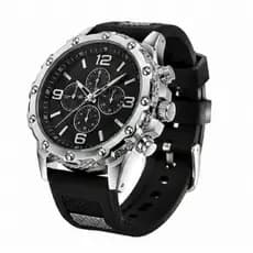 Relógio Masculino Premium Aço Inoxidável com Pulseira de Borracha – Elegância e Resistência