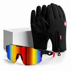 Kit Luva Unissex  Impermeável e Óculos Sol Ciclismo