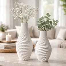 Vaso Decorativo Minimalista Folhas Secas ou Artificiais Kit Vasinhos Decoração Escritorio Vaso 3D