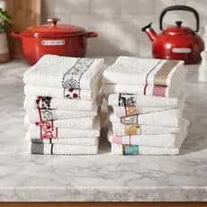Jogo Pano de Copa Decorativo - Pano de Prato Atoalhado 100% Algodão Gramatura 400g/m2 - Alta Absorção Mesa Posta Cozinha