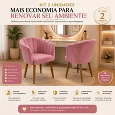Kit 2 Cadeiras Petala para Salão de Beleza Sala de Jantar Leitura Manicure Penteadeira