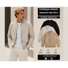Jaqueta Masculina Suede Bomber Casual Inverno Premium Com Bolso Interno e Forro Acetinado