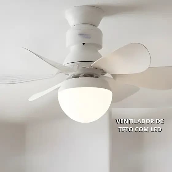 Ventilador de Teto LED Lâmpada 40W E27 Com Controle Remoto Bivolt Economica Luminária de Energia 3 lâminas 110V-120V