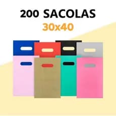 Kit 200 Un Sacolas Plásticas Boca Palhaço 30x40 Alça Vazada para loja