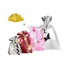kit com 50 sacos de presente 4  tamanhos +fecho prático