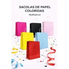 Sacolas de Papel Kraft Coloridas 10 Unidades Vários Tamanhos