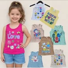 Camiseta infantil menina, kit com 5, 100% algodao, estampa e cores variadas, tamanho 2 4 6 8 Anos.