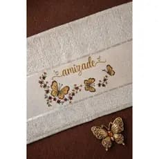 Toalha de Lavabo Mão Rosto Banho Bordada Flores e Borboleta Personalizada com Nome
