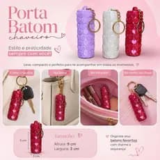 Porta Batom Chaveiro com design de Coração - Pote de Batom Portátil para Bolsa e Chaves Organizador Protetor para Baton