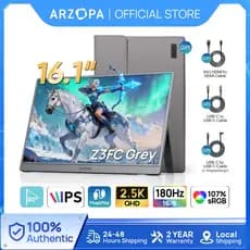 Monitor Portátil Arzopa Z3FC 16.1 2.5K QHD 180Hz HDR USB-C Mini HDMI Com Suporte Ultrafino