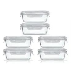 Kit 6 Potes De Vidro Herméticos Com Tampa 4 Travas Com 640 ML de capacidade