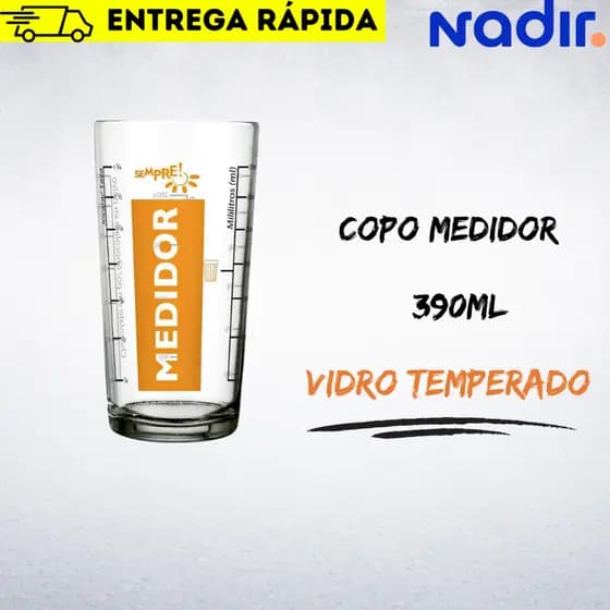 Copo Medidor 390ml Vidro Temperado - Nadir